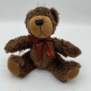 Napco Teddy Bear Plush Stuffed Animal Toy Bow Brown Seated
